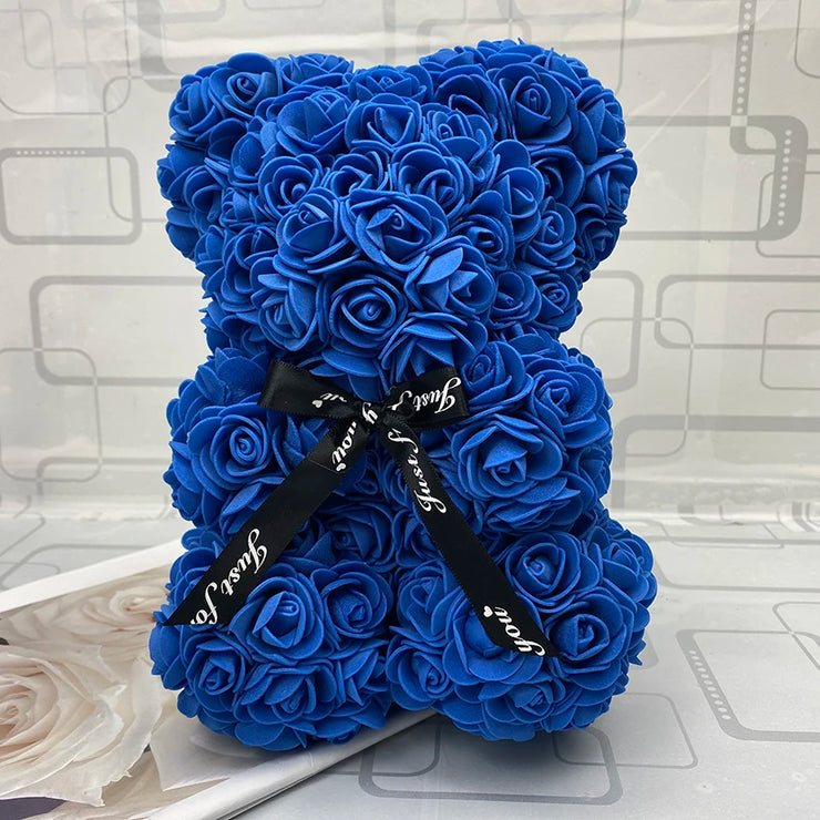 25CM High Roses Bear Valentine's Day Teddy Bears 14 Colors Holiday High-grade DIY Gifts Christmas Gift Wedding Decoration