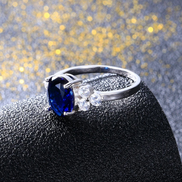 Women's Jewelry S925 Silver Ring AAAAA Oval Olive Green Royal Blue Red Emerald Zircon Ring Wedding Jewelry Party Valentine's Day