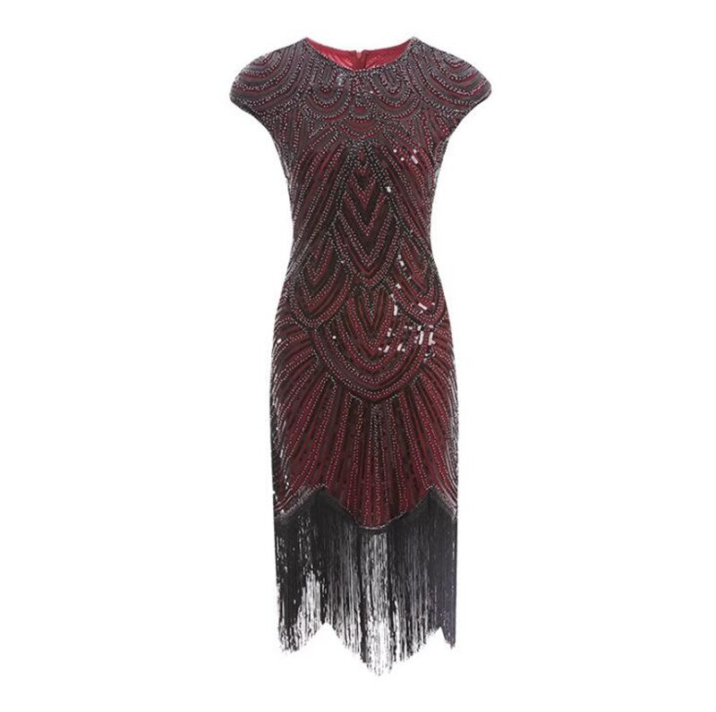 Vintage Women Plus Size Great Gatsby Dress Sleeveless 1920s Flapper CHARLESTON COSTUME Cocktail Party Fringed Sequin Dress