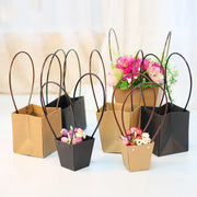 Kraft Paper Bags Flower Box with Handle Waterproof Bouquet Florist Gift Packing Box Valentine's Day Rose Boxes Party Decoration