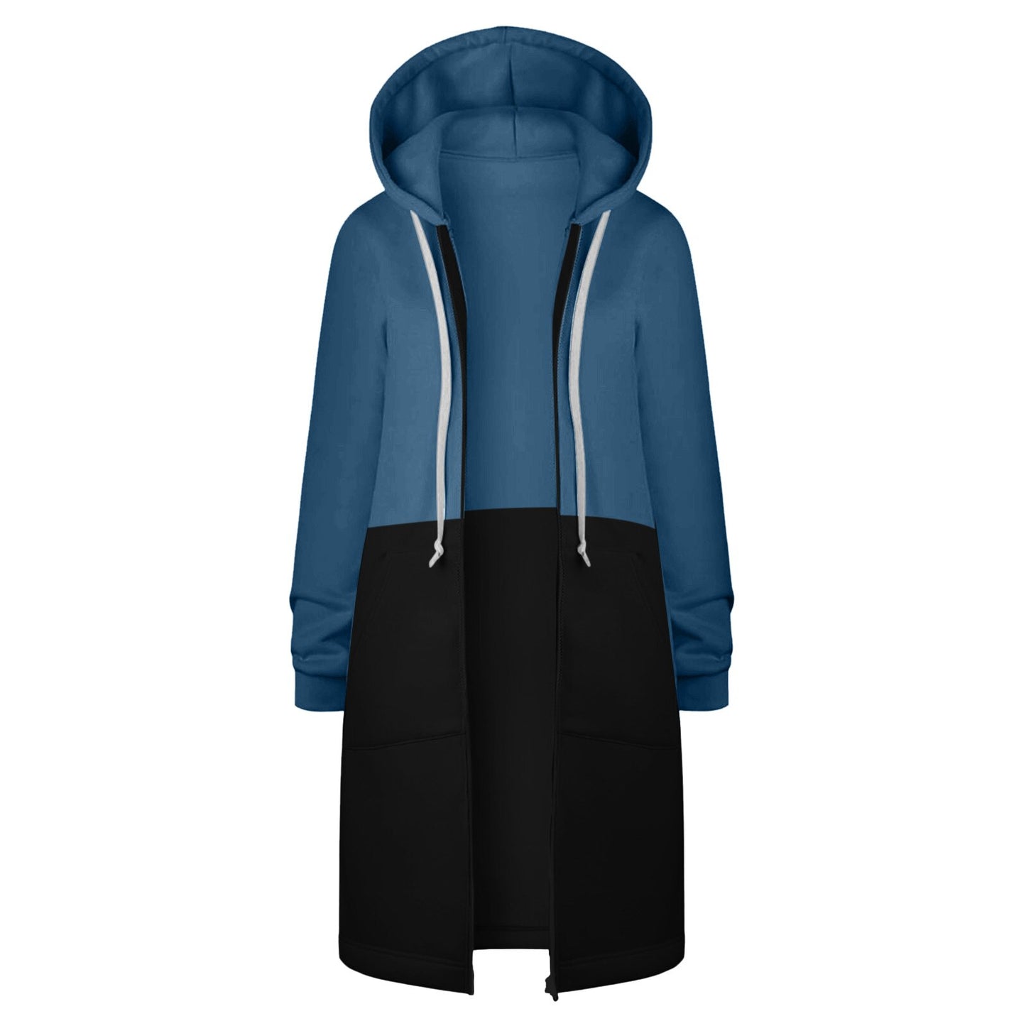 2023 Autumn Casual Women Long Hoodies Sweatshirt Coat Zip Up Hooded Jacket Winter Pockets Outerwear Plus Size Outwear Top куртка