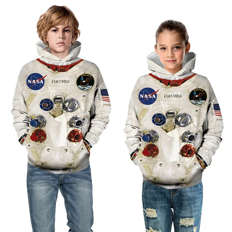 Boys Hoodies Amstrong Sweatshirt Spacesuit 2022 Spring Long Sleeve Children's Hoodies for Teens Boy Clothes Moleton Infantil