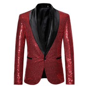 Men Glitter Sequin Suit Jackets Fancy Show Costume Party Coats Men Wedding Party Blazer Gentleman Button Dance Bling Formal Suit