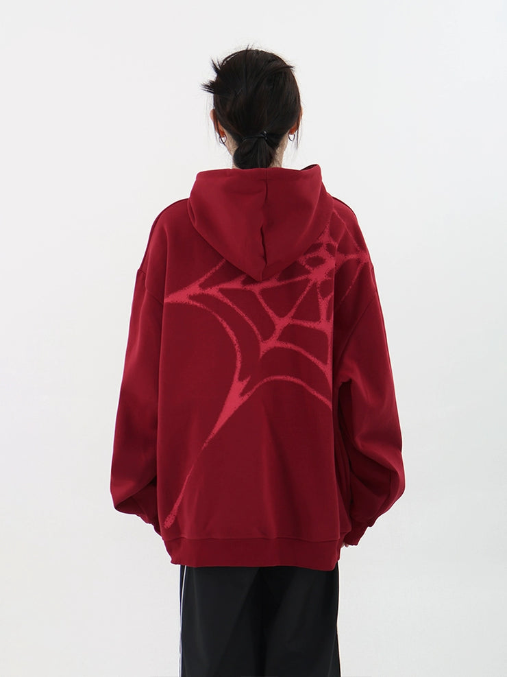 Spider Pearth Red Vintage Loose Spring and Autumn Sweater