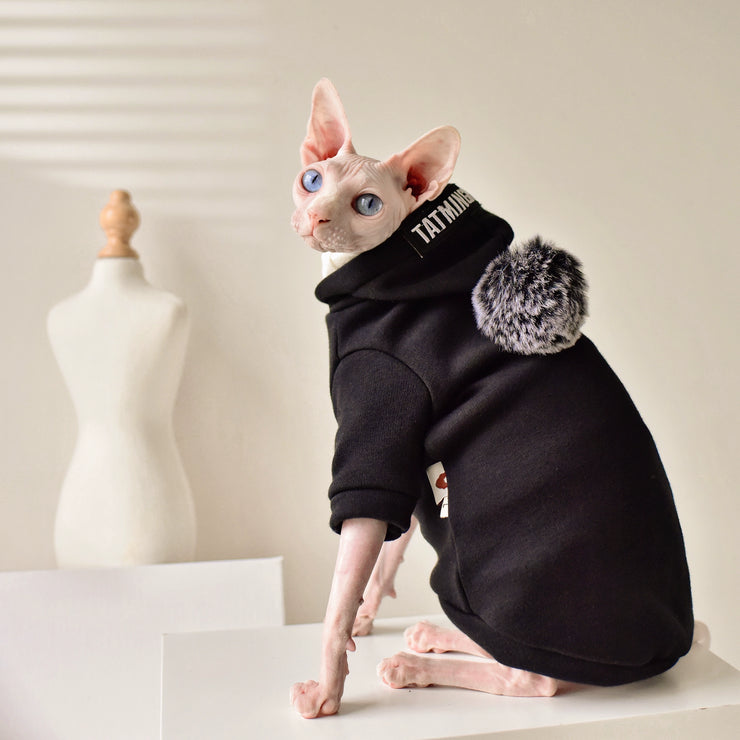 I.T Trendy Hooded Sweater Winter Fleece-Lined Warm Yonghe Sfenks Hairless Cat Clothes Trendy German Clothes