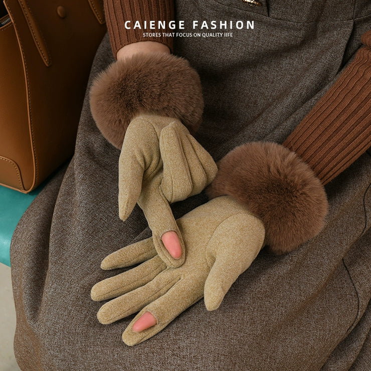 High Quality Soft Women's Open-Finger Winter Gloves