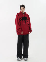 Spider Pearth Red Vintage Loose Spring and Autumn Sweater