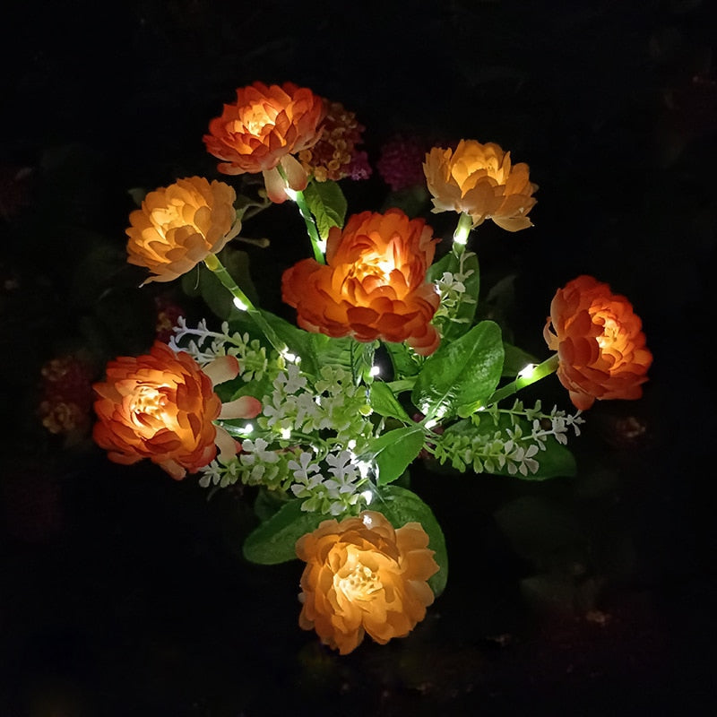 Solar Light LED Orchid Rose Lawn Lamp Outdoor IP65 Waterproof Garden Villa Aisle Corridor Christmas Decoration Fluorescent Lamp