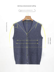 Knitted Pure Wool Vest Cardigan