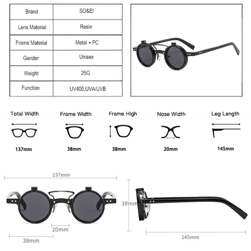 Popular Flip Lens Round Sunglasses
