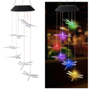 LED Solar Windchime Butterfly Light Color Changing Waterproof Outdoor Windchime Hanging Lamp for Garden Patio Yard Decoration