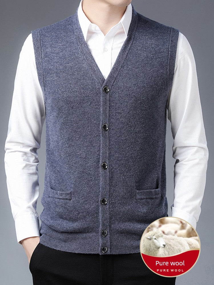 Knitted Pure Wool Vest Cardigan
