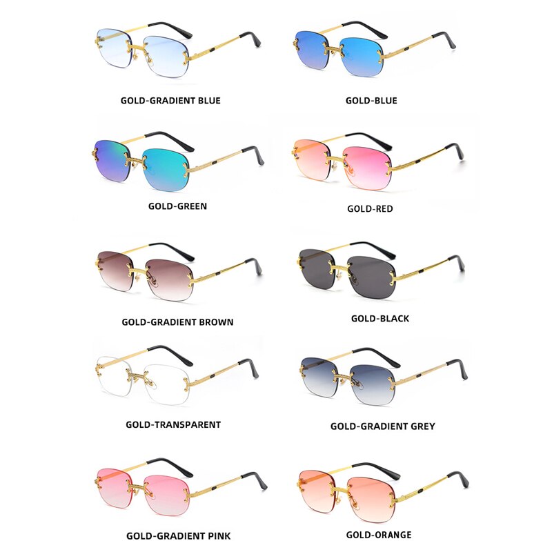 HBK Rimless Wholesale Sunglasses Women Retro Square Frameless Sun Glasses Male In Bulk Vendor Sun Glasses For Men Fashion