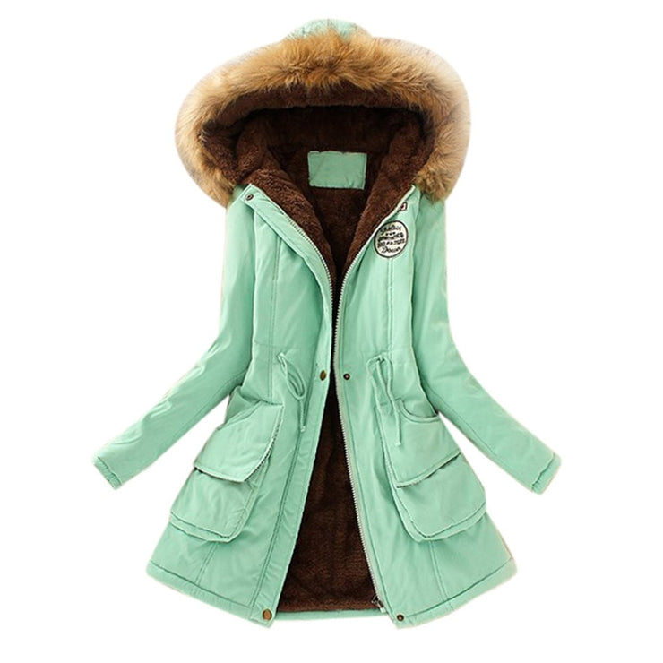 2023 New Warm Jacket Autumn Winter Women Cotton Jacket Padded Casual Slim Coat Emboridery Hooded Parkas Wadded Warm Overcoat
