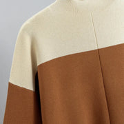 Splicing Designer 2 Pieces Sets Womens Sweater Tracksuits Turtleneck Sweater + Wide Leg Pants Trousers Suits Femme Temperament