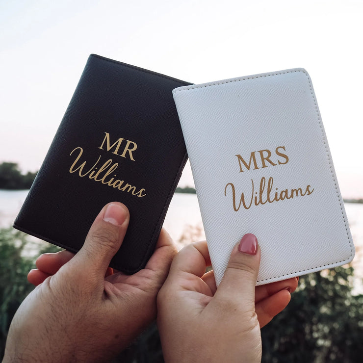 Personalised Passport Holder Custom Luggage Tag set Engagement Travel set Honeymoon Valentines Gift Bridal Party Gifts Mr & Mrs