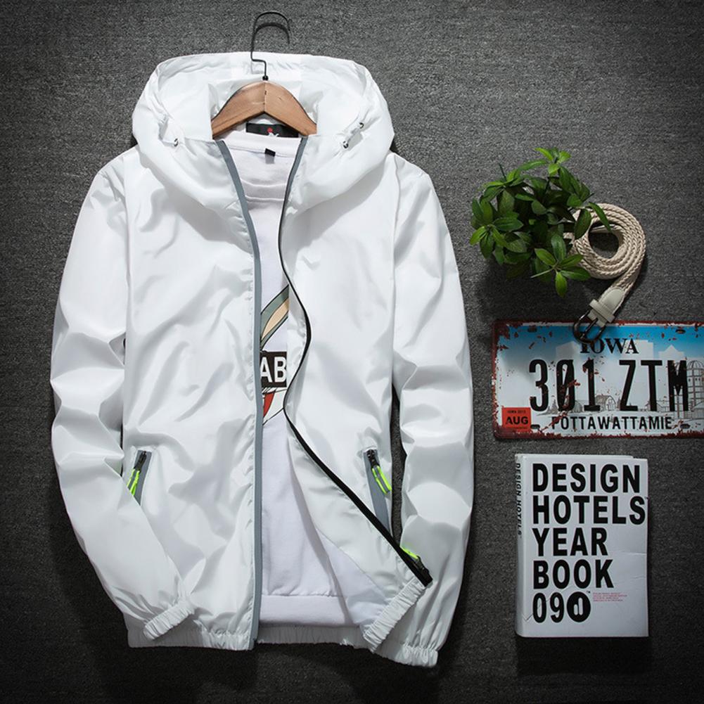 Men Windbreaker Solid Color Sporty Streetwear Zipper Quick Dry Jacket   Men Coat  for Daily Wear