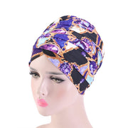 New Luxury Women African Pattern Headscarf Ladies Hair Accessories Scarf Hat Headwrap Long Tail Cap Chemo Hats Islamic Turban