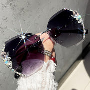 Vintage Rimless Rhinestone Sunglasses 2023 Fashion Brand