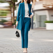 High End Office Professional Women's Blazer Pants 2-Piece Set Fall Fashion Long Female Jacket Over Business Suit Casual Trousers