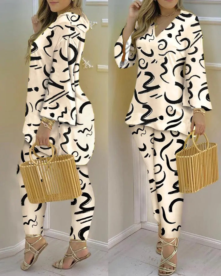 Pants Set New 2023 Spring &amp; Summer Printed Fashion 2-Piece Suit