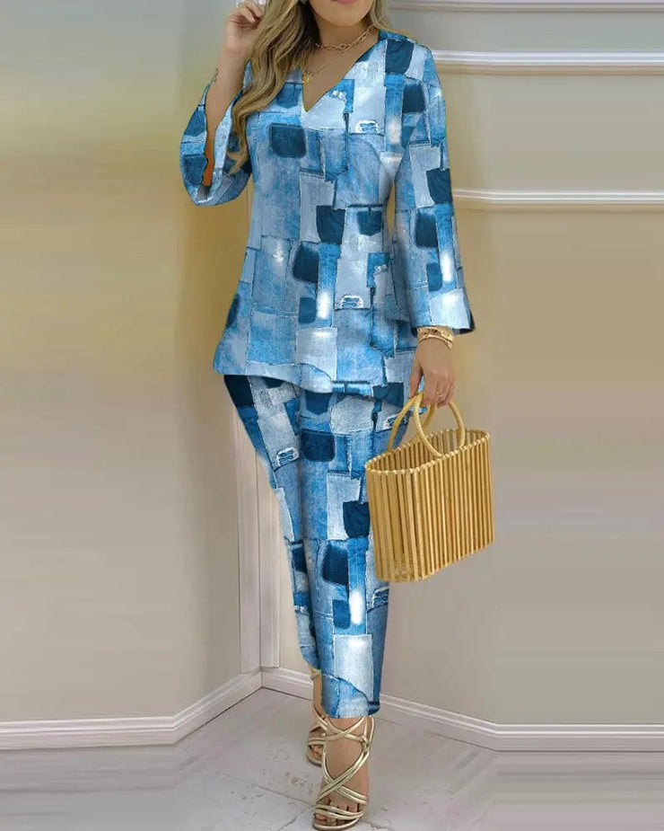Pants Set New 2023 Spring &amp; Summer Printed Fashion 2-Piece Suit