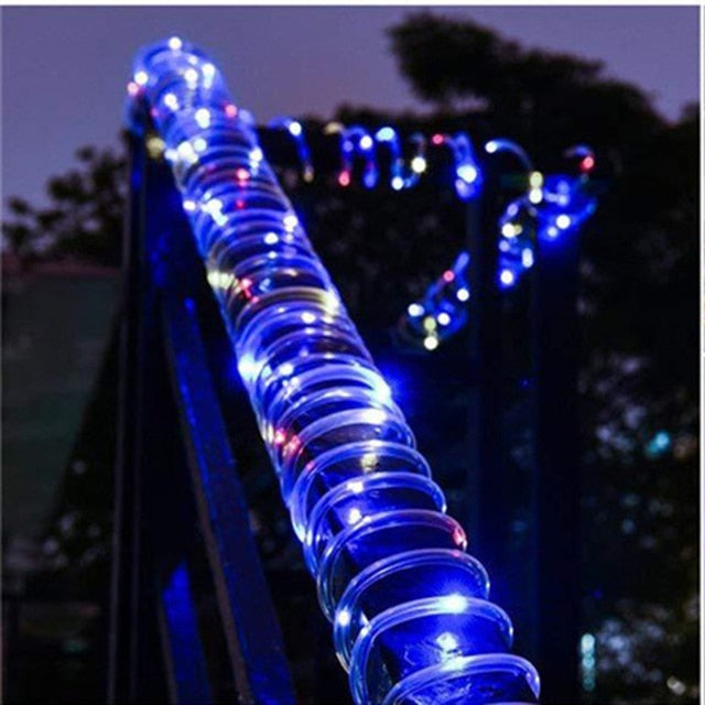 Solar Tube Rope Led Light Outdoor Garden Christmas Decoration Garland Xmas Solar Rope String Light Fairy Strip 32m/22m/12m/7m
