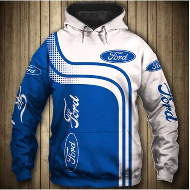 New Men's Spring And Autumn Digital Printing 3D Ford Car Logo Hoodie Casual Fashion Harajuku High Quality Zip Top Jacket Hoodie