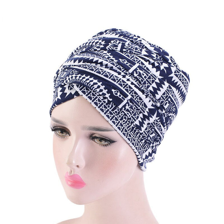 New Luxury Women African Pattern Headscarf Ladies Hair Accessories Scarf Hat Headwrap Long Tail Cap Chemo Hats Islamic Turban