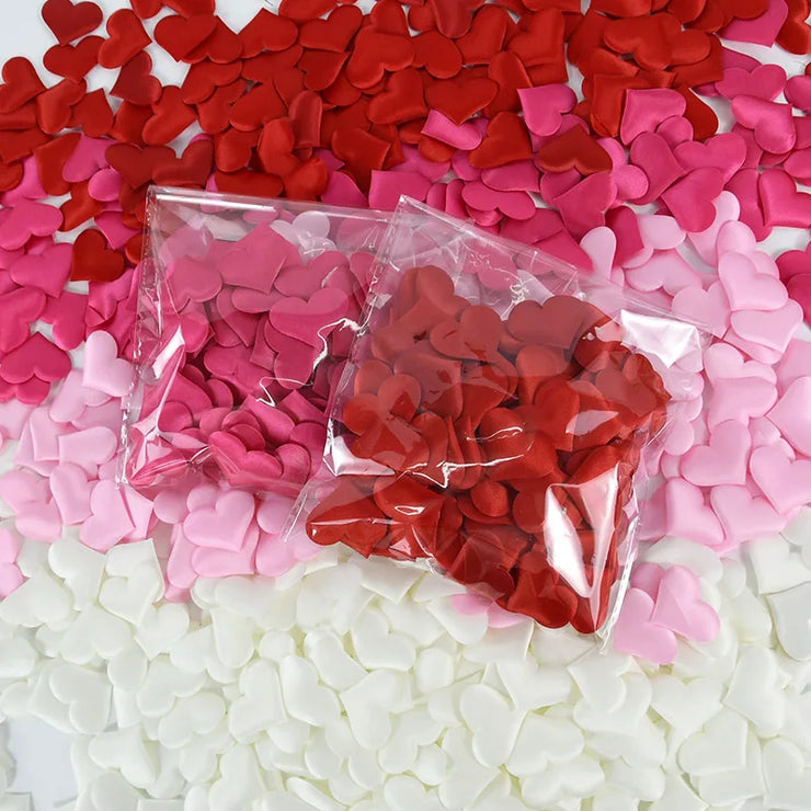 100/200Pcs Sponge Satin Fabric Artificial Love Heart Petals for Valentine's Day Wedding Party Confetti Table Bed Decorations