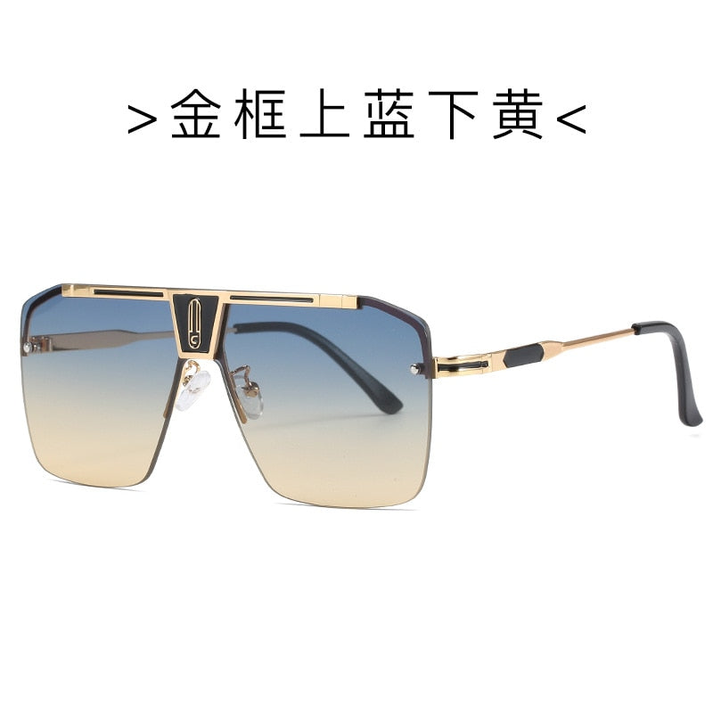 Vintage Gradient Square Sunglasses - Unisex Oversized Rimless Eyewear