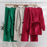 Two Piece Set for Women Casual Autumn Winter Matching Sets Cardigan and Wide Leg Pants Korean Style Pants Sets