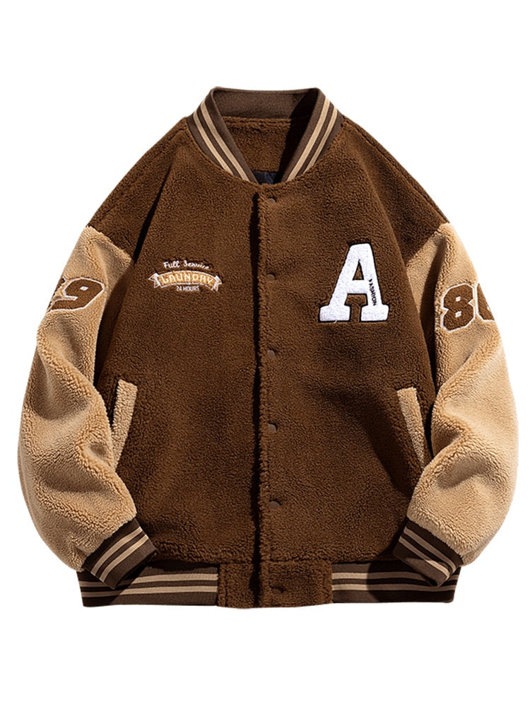 Men's Jacket Spring Thicken Fleece Warm Bomber Jacket Streetwear Fashion Letter Embroidery Thermal 2023 NEW Baseball Coat