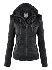 Faux Leather Jacket Women 2023 Basic Jacket Coat Female Winter Motorcycle Jacket PU Leather Suede Zipper Hoodies Outerwear