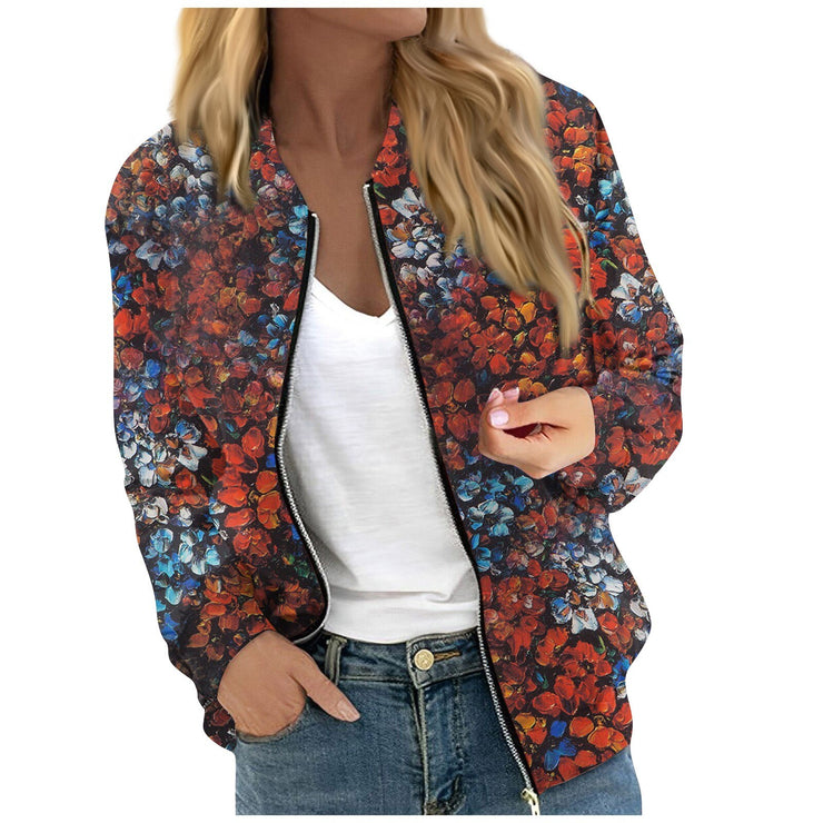 2023 Fashion Winter Flower Print Loose Jacket Women Coats Long Sleeve Thickened Jackets Lady Tops Female Clothes Outwear