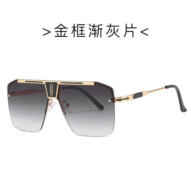Vintage Gradient Square Sunglasses - Unisex Oversized Rimless Eyewear