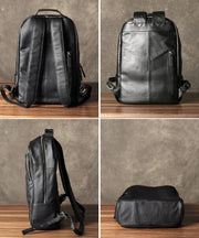 Premium Leather Men's Black Backpack