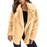 Women Fleece Jacket 2023 Winter Thickened Faux Fur Outwear Lady Long Sleeve Lapel Furry Warm Cardigan Coats Chaquetas Para Mujer
