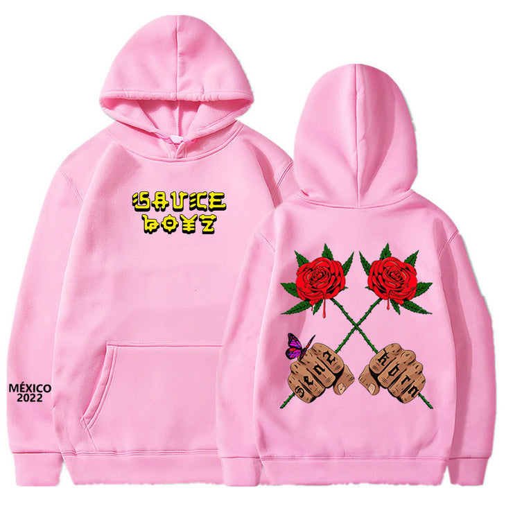 American Rapper Eladio Carrion Hoodie Sauce Boyz Music Album Print Men's Hip Hop Oversized Sweatshirts Harajuku Streetwear Coats
