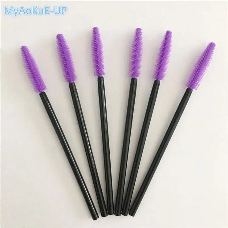 200 pcs/lot Silicone Eyelashes Brushes Mix Colors Disposable Mascara Wands Lashes Makeup Brushes For Eyelash Extension PAP SHOP 42
