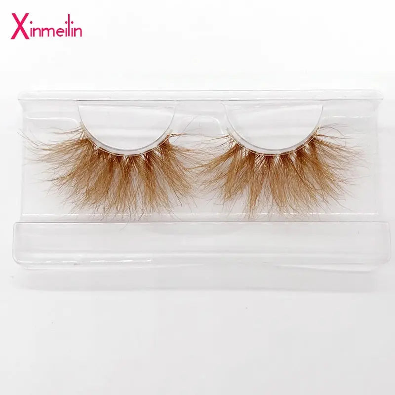 25mm 3D brown mink lashes bulk wholesale beauty natural individual false eyelashes Makeup thick fluffy lash extension supplies PAP SHOP 42