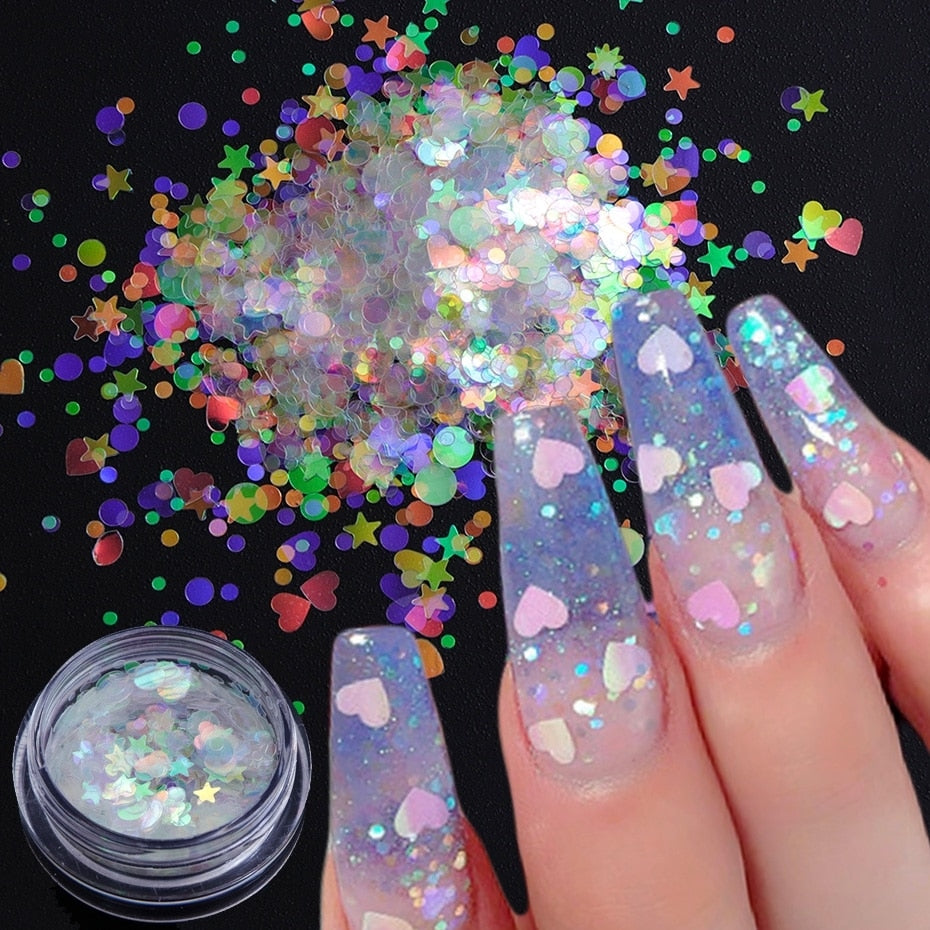 Holographic Nail Glitter Butterfly Star Round Heart Flake Mirror Sequins Gradient Mermaid Ultra Thin Slice Decoration SA1591 PAP SHOP 42
