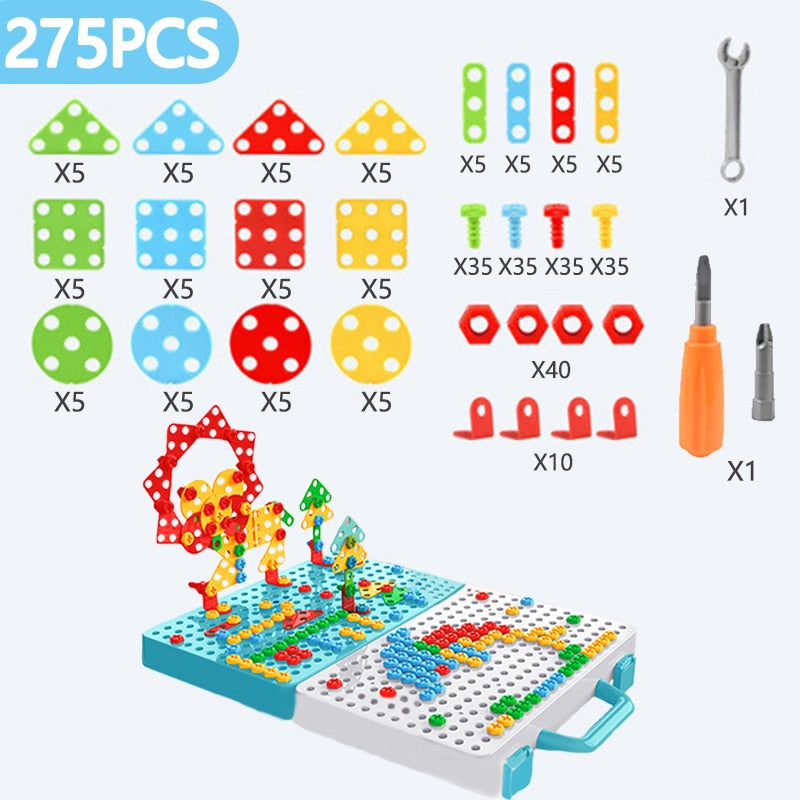 Kids Drill Screw Nut Puzzles Toys Pretend Play Tool Drill Disassembly Assembly Children Drill 3D Puzzle Toys For Boy PAP SHOP 42
