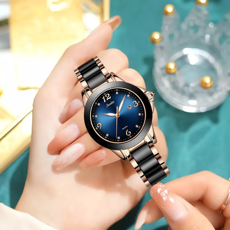 SUNKTA Fashion Women Watches Rose Gold Ladies Bracelet Watches Reloj Mujer 2021New Creative Waterproof Quartz Watches For Women PAP SHOP 42