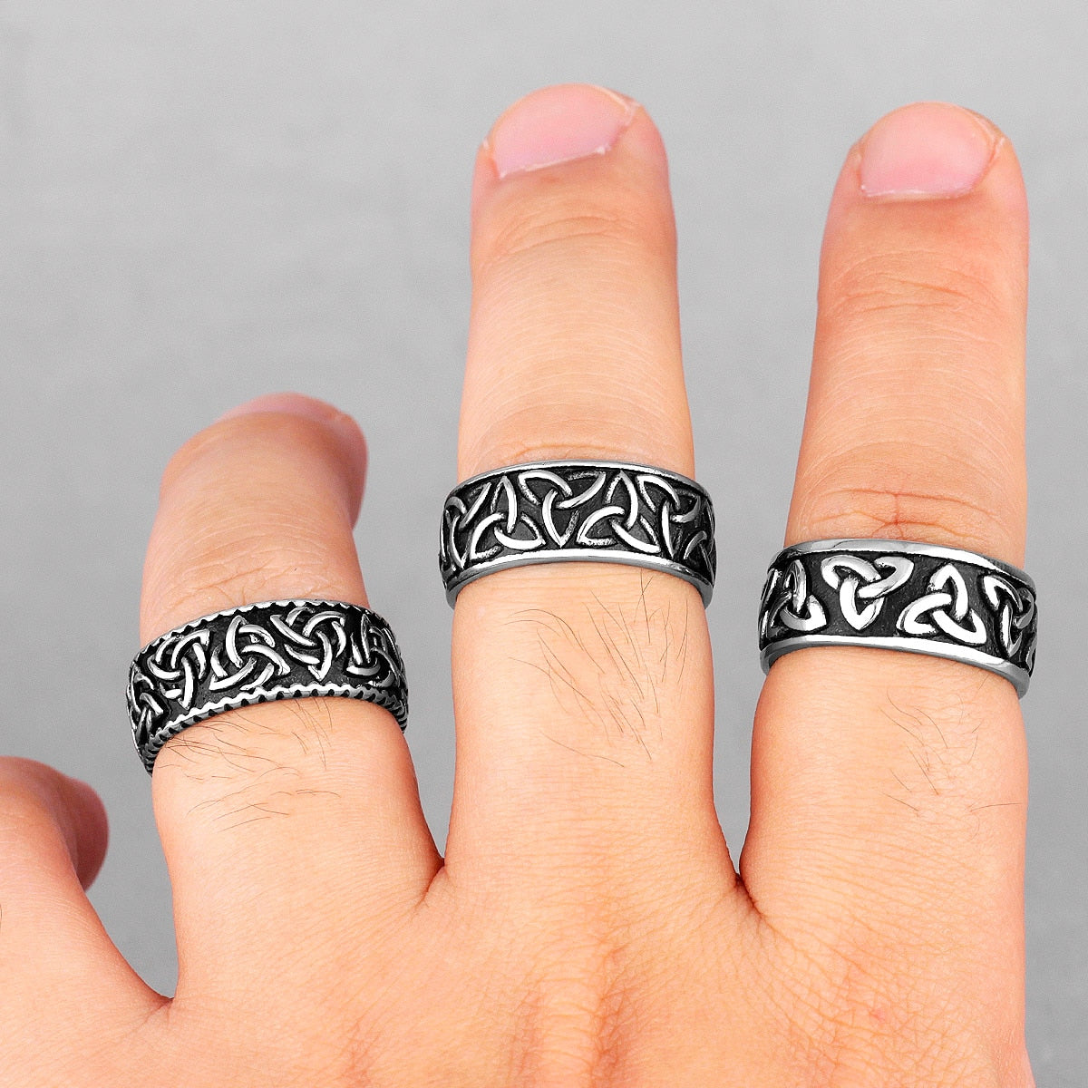 Celtic Knot Weave Viking Symbols Stainless Steel Mens Rings Punk Retro for Male Boyfriend Jewelry Creativity Gift Wholesale PAP SHOP 42