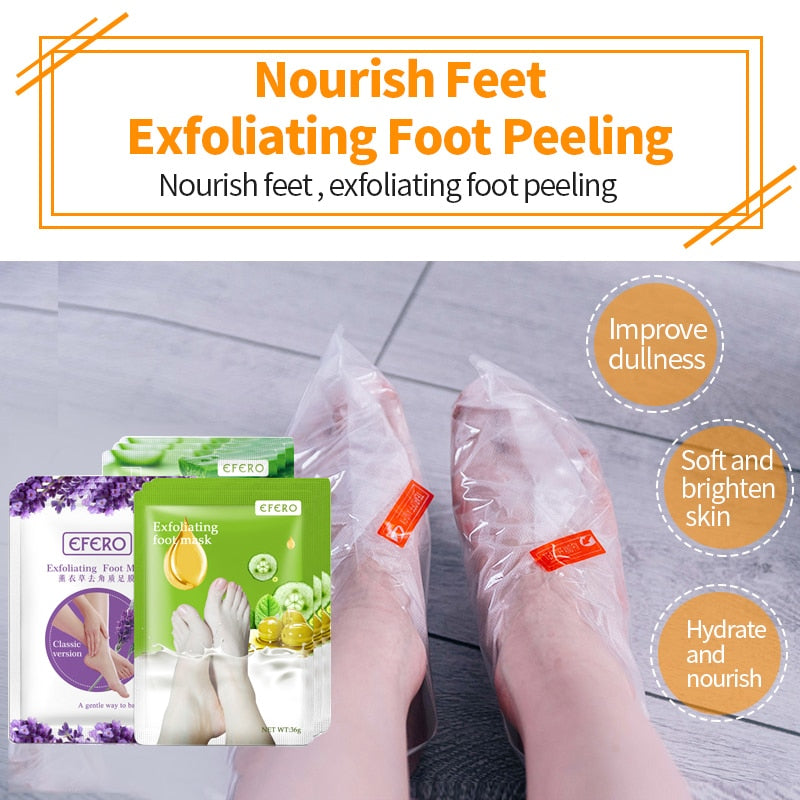EFERO 30Pair Exfoliating Foot Masks Pedicure Socks Exfoliation for Feet Mask Peel Dead Skin Remover Calluses Whitening Foot Mask PAP SHOP 42