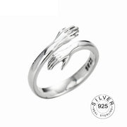 Real 925 sterling silver finger rings for women hands hug shaped Trendy fine Jewelry open Adjustable Antique Rings Anillos PAP SHOP 42