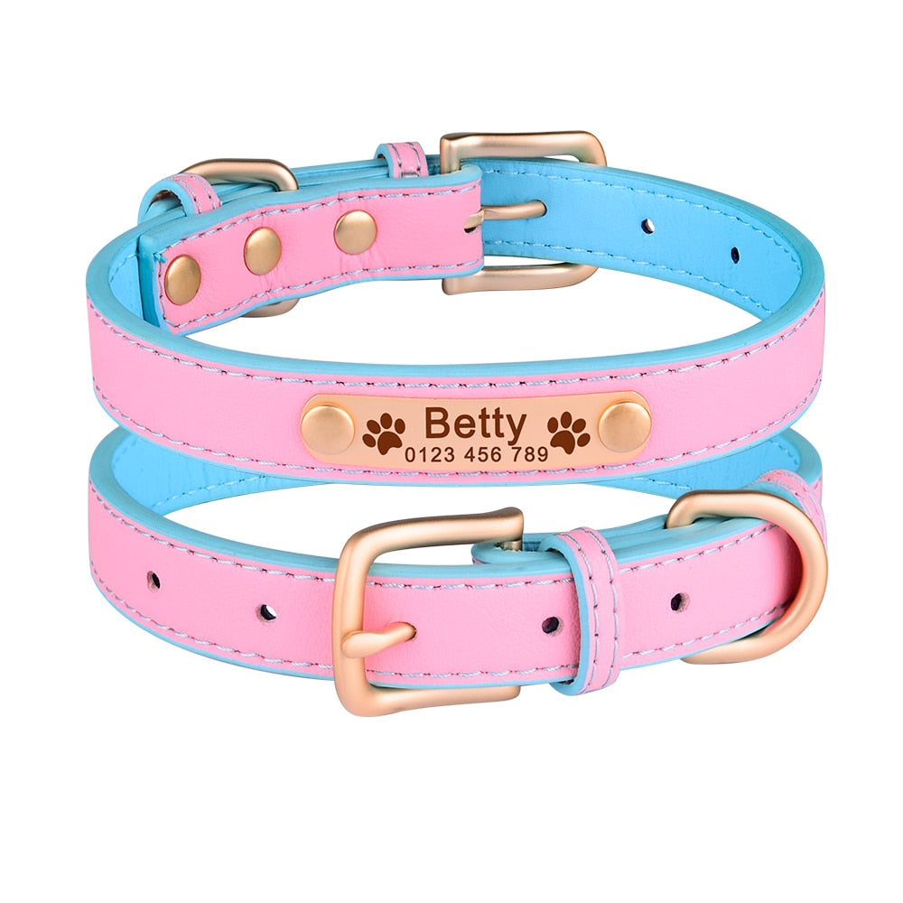 AiruiDog Adjustable Personalized Dog Collar Leather Puppy ID Name Custom Engraved XS-L PAP SHOP 42