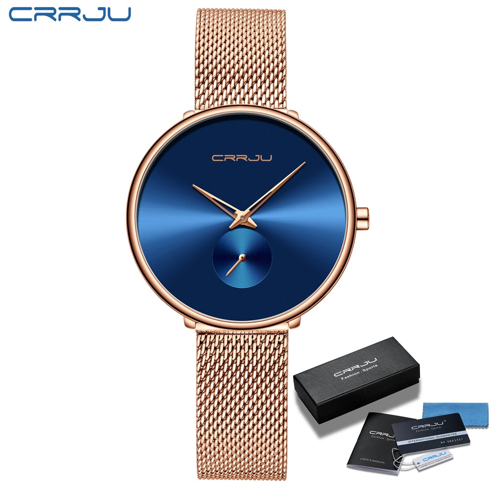 CRRJU Women&#39;s Watches 2021 Luxury Ladies Watch Fashion Minimalist Waterproof Slim Band Watches for Women Gift Reloj Mujer PAP SHOP 42