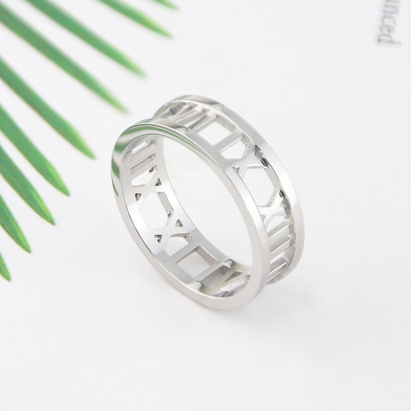Fine Jewelry Top Quality Roman Number Ring Fashion Women Rings For Women Stainless Steel Jewelry For Girl Jewelry Wholesale PAP SHOP 42